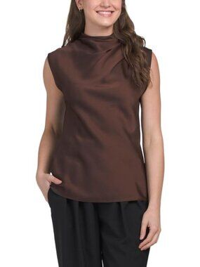 ALEX + LILI Satin Cowl Neck Top